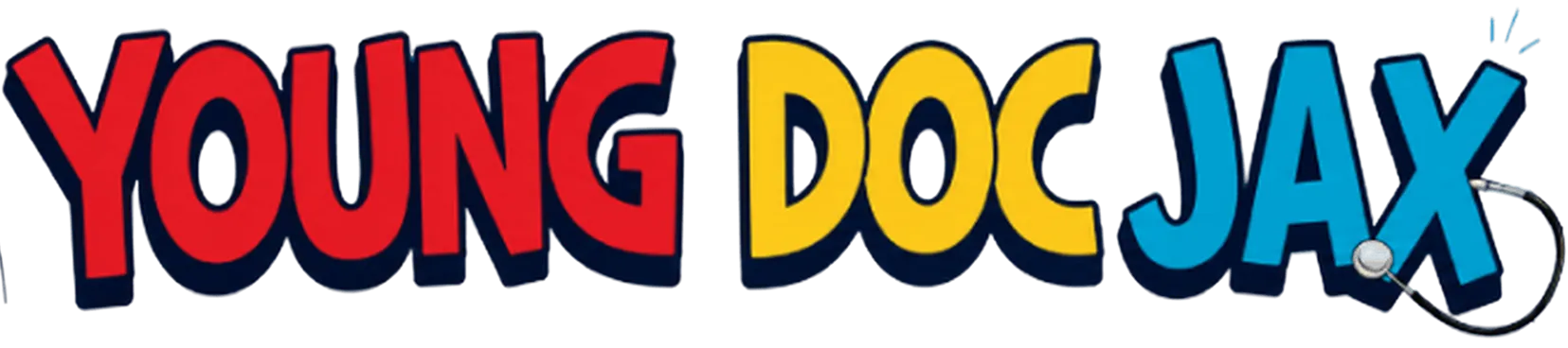 Doc jax logo with a stethoscope draped around it